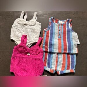 Cat & Jack Matching Sets White and Pink 3-6 mo & 0-3